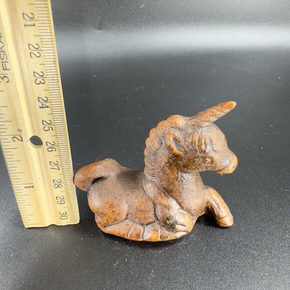 Vintage Mid Century Pottery Unicorn Horse Figurine Small Figure Brown Glazed VTG - Picture 3 of 10